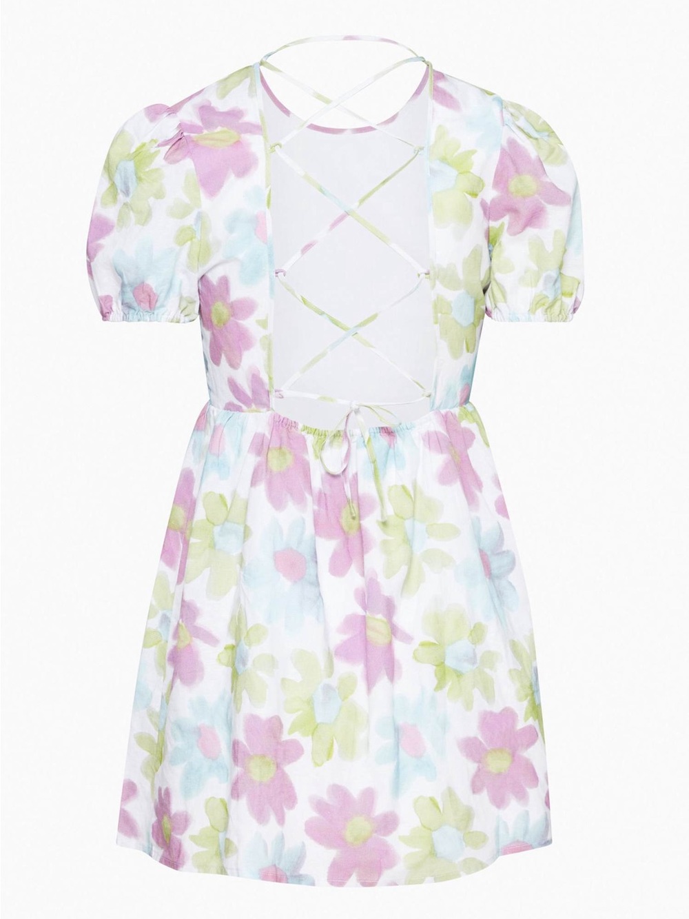 Sunday Best Aritzia Saida Pastel Floral Criss Cross Back Linen Blend Dress - Picture 4 of 10